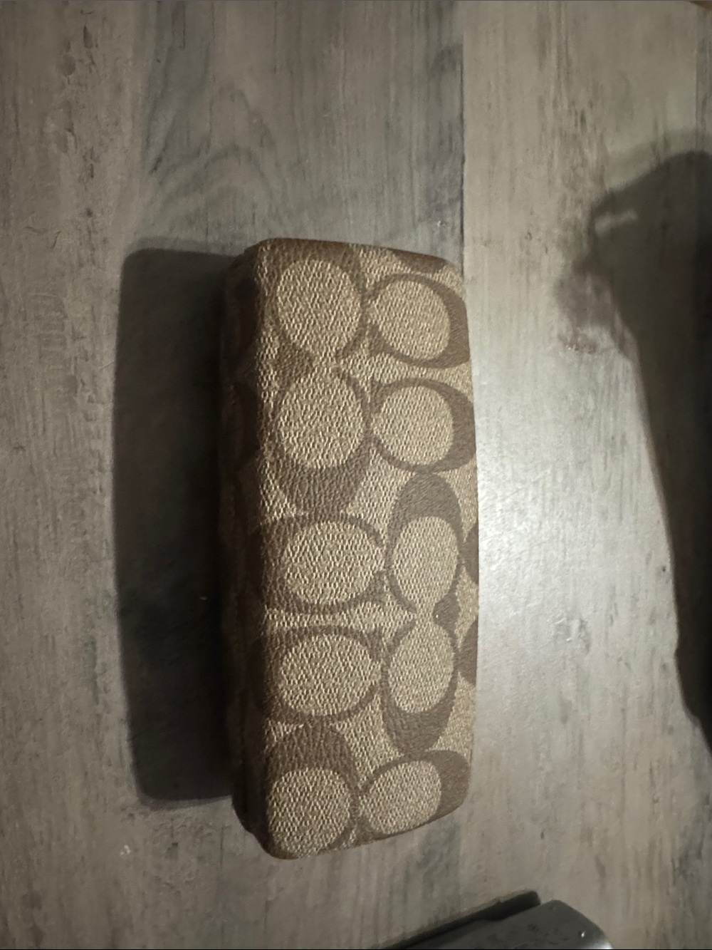 Coach Canvas Signature Eyewear Case in Brown and Tan